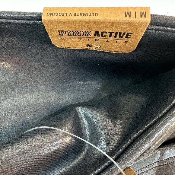 Victoria's Secret PINK Ultimate V High Waist Legging In Black Shine Size:M4-6NWT - Picture 10 of 16